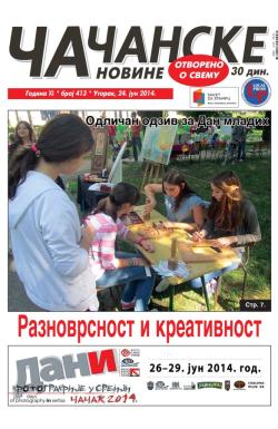 Čačanske novine - broj 413, 24. jun 2014.