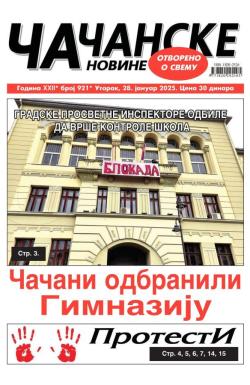 Čačanske novine - broj 921, 28. jan 2025.