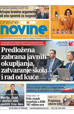 Dnevne novine - broj 2629, 13. mar 2020.