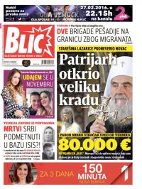 Blic - broj 6837, 26. feb 2016.