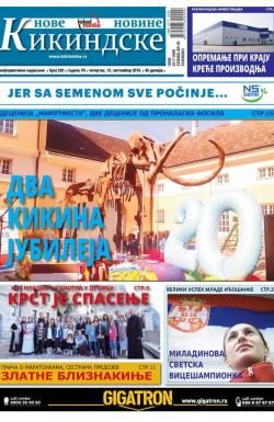 Nove kikindske novine - broj 320, 15. sep 2016.