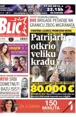 Blic - broj 6837, 26. feb 2016.