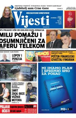 Vijesti - broj 6657, 3. okt 2016.