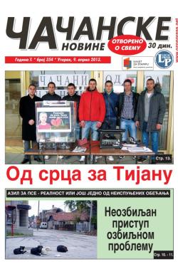 Čačanske novine - broj 354, 9. apr 2013.