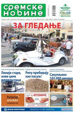 Sremske Novine - broj 3003, 19. sep 2018.