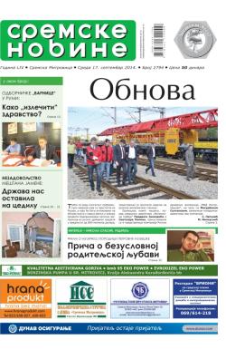 Sremske Novine - broj 2794, 17. sep 2014.