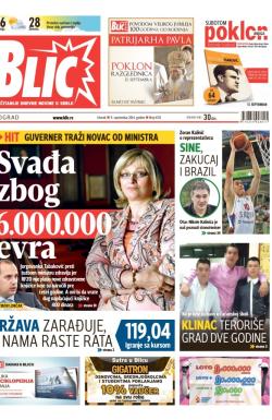 Blic - broj 6313, 9. sep 2014.