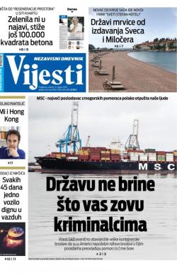 Vijesti - broj 7686, 31. avg 2019.